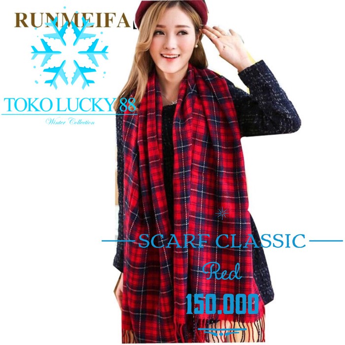 Scarf Classic Syal Cashmere Wool Musim Dingin