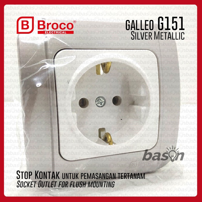 BROCO Galleo Silver / Perak G151 | Socket Outlet - Stop Kontak