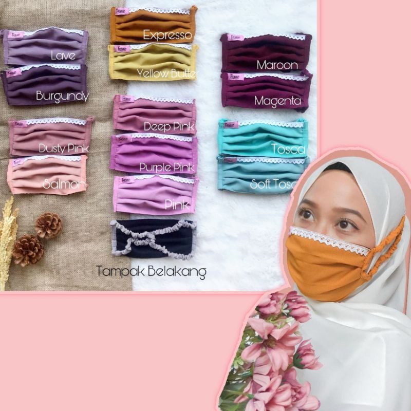 MASKER HIJAB POLOS KOMBINASI RENDA - MASKER HIJAB RENDA PART 1 BY FARAZ