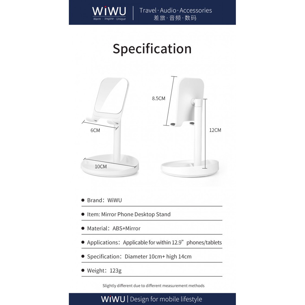 AKN88 - WIWU ZM201 - Mirror Desktop Stand For Phone and Tablet