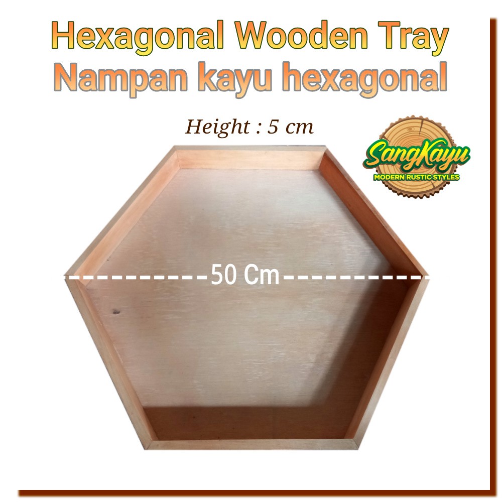 Nampan kayu besar 50 cm hexagonal wooden tray nampan