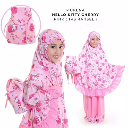 Promo Mukena Polos Motif Dewasa Anak Mukena Anak Katun Hello Kitty Cherry Pink
