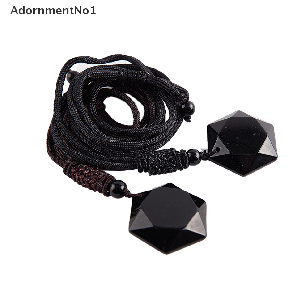 (AdornmentNo1) Kalung Jimat Keberuntungan Bahan Batu Obsidian + Kristal Untuk Wanita