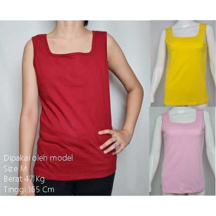 Tank Top Singlet Wanita Katun Kaos Santai U-Neck