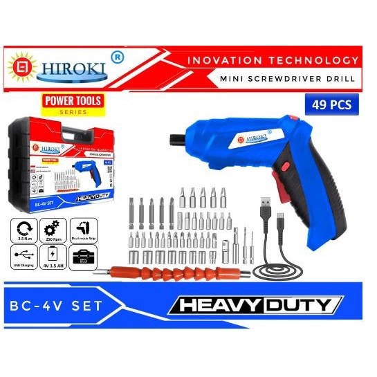 HIROKI BC-4V Cordless Drill Screwdriver 4 V Mesin Obeng Portable