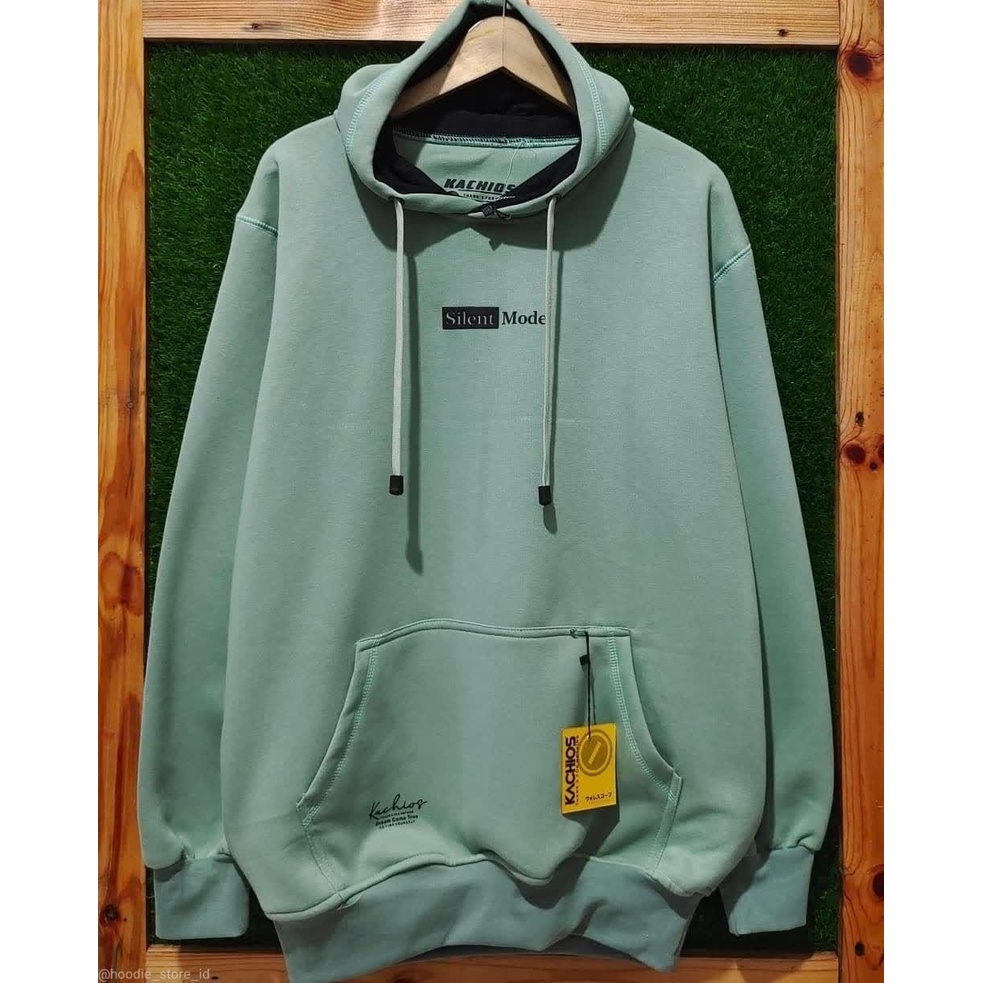 Hoodie Pria Distro Hijau Mint List SILENT MODE Jaket Distro Hudie Cwo Switer Cowok Cewek Bahan Flecee Tebal Original Premium