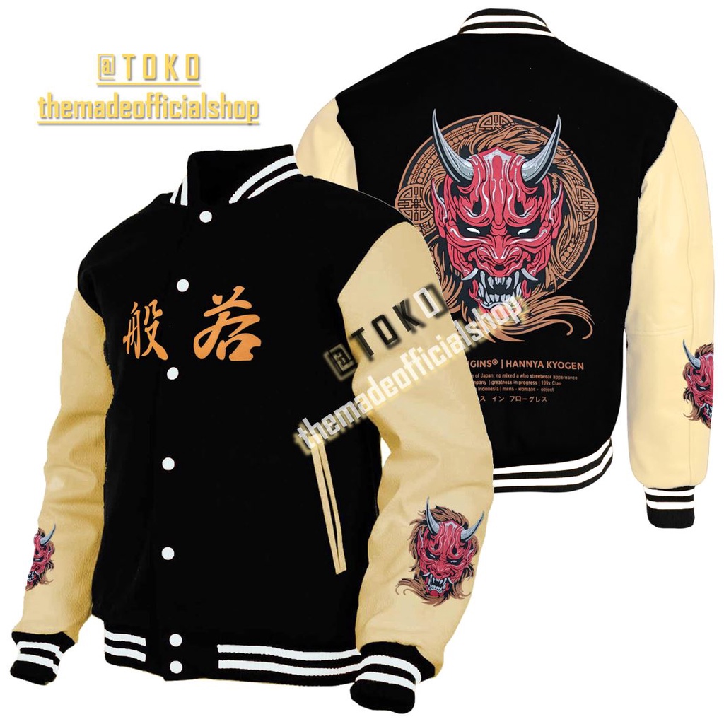 Jaket Varsity Baseball Original Ful Bordir - Jaket Bomber Varsity Original Premium Vintage - Jaket Baseball Pria New Arival - Jaket Varsity Pria jepang - Jaket Varsity Wanita Korea - Jaket Base Ball Bomber varsity Motif Bordir Jahitan-KYOGEN DEVIL
