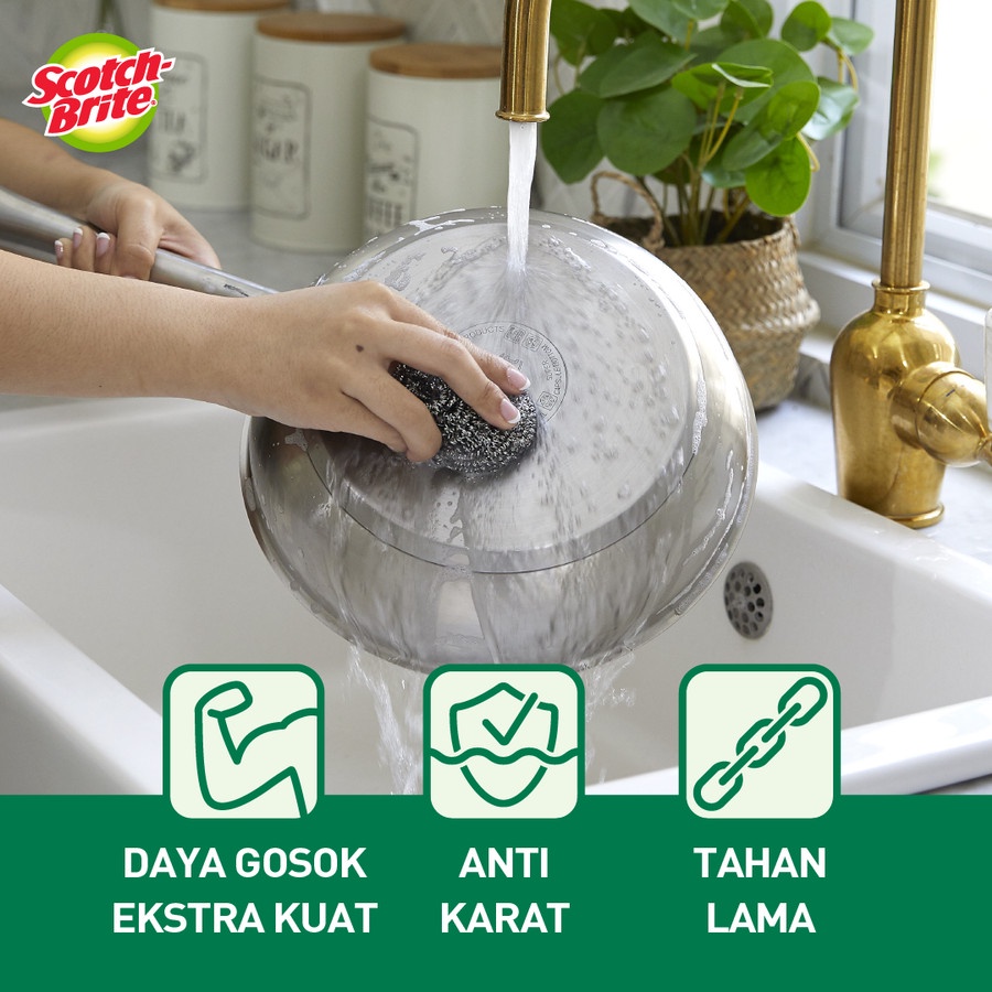 Ktmstore Scotch-Brite 3M Sabut Cuci Panci Stainless Basic Anti Karat ID-T58