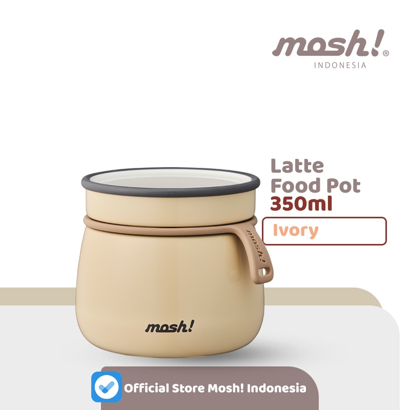 Mosh Straw Latte Tumbler 480ML BLACK &amp; Mosh Food Pot 350ML IVORY