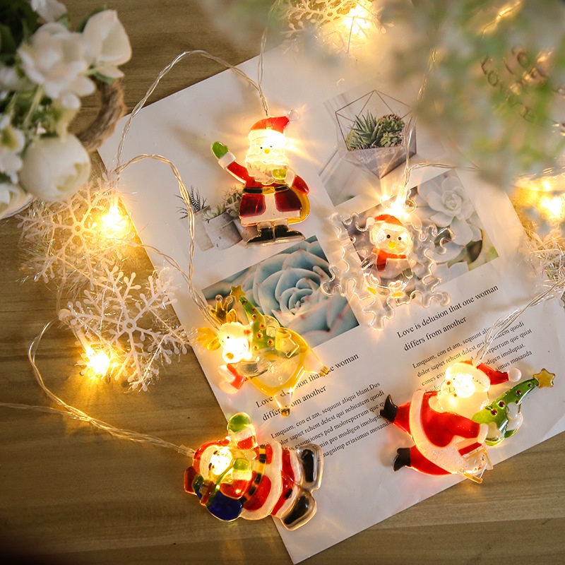 [ 2M Santa Claus Snowflake Light String Decoration for Home Bedroom Xmas Valentines Day Festival Party ]