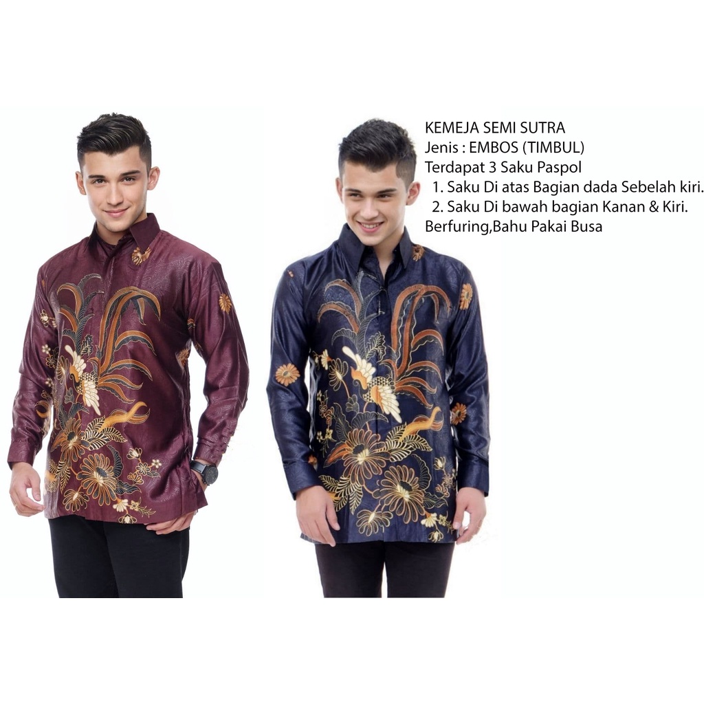 Kemeja Batik Semi Sutra Pria | Hem Batik Semi Sutra Pria | Kemeja Batik | SS0027