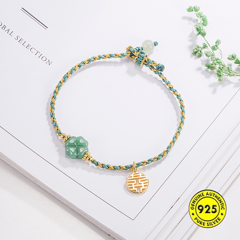 Gelang Giok Clover 18K Untuk Wanita