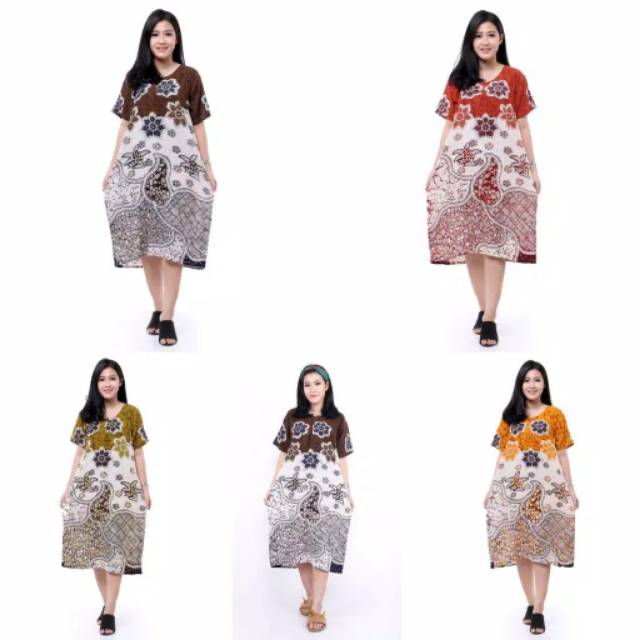 Daster Batik Lengan Pendek - Motif Acak / Campur - Lehar Kancing