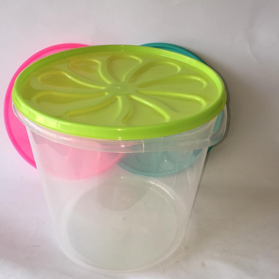 Toples Bulat 5L Dan 10L Toples PLastik Kerupuk Kedap TEBAL Berkualitas