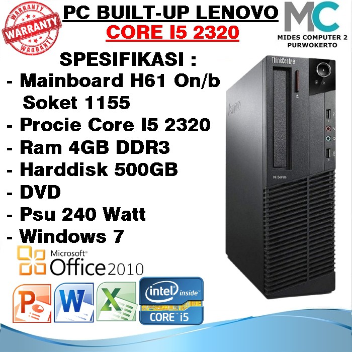 PC Build UP PC Komputer Core I5 Untuk Kerja Lenovo Thinkcentre M81