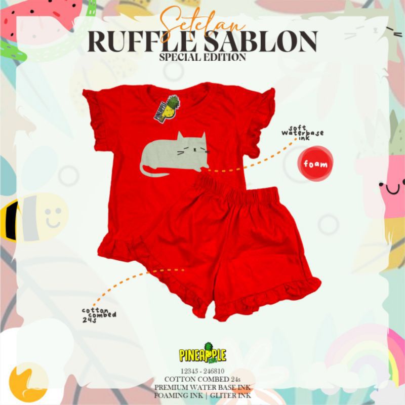 SETELAN RUFFLE SABLON PINEAPPLE