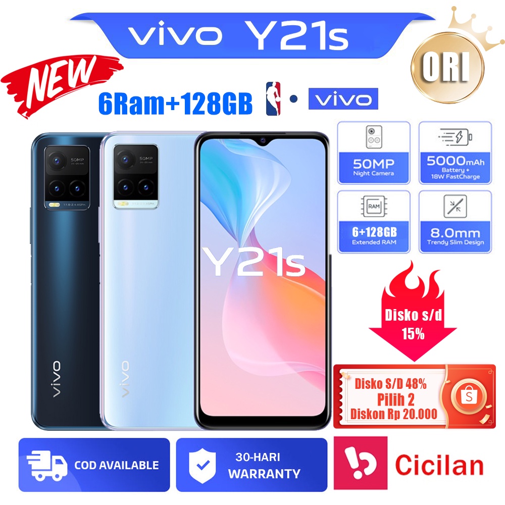 hp vivo Y21s ram 6/128 GB All Fun in One Original handphone 100% Baru smartphone