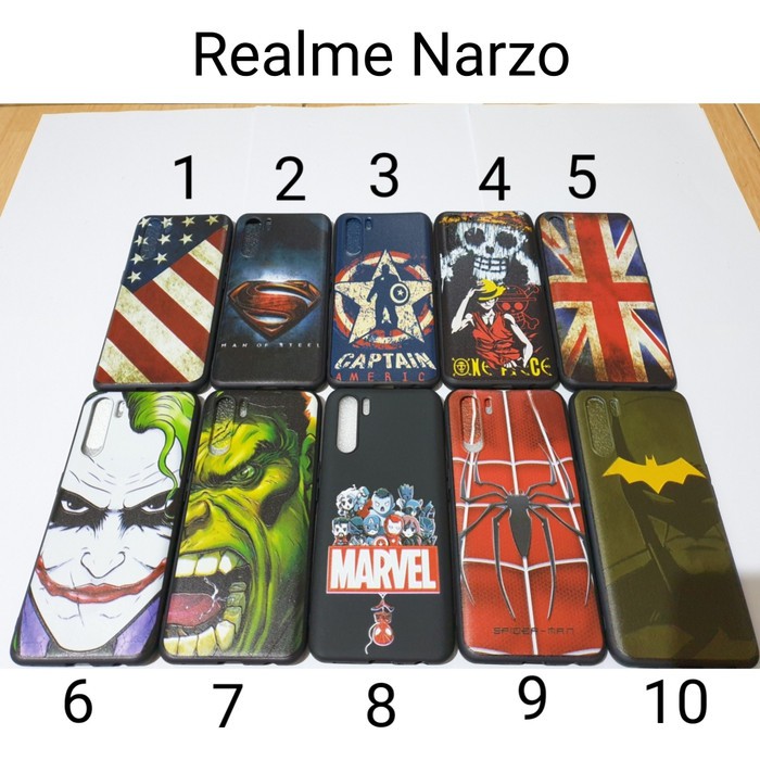 Case Soft Hitam Realme Narzo Motif Superhero / SoftCase Realme Narzo Karakter