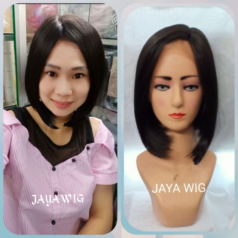 Lace Wig Lurus Pendek Sedagu Rambut Palsu Wanita Model Bob Pendek