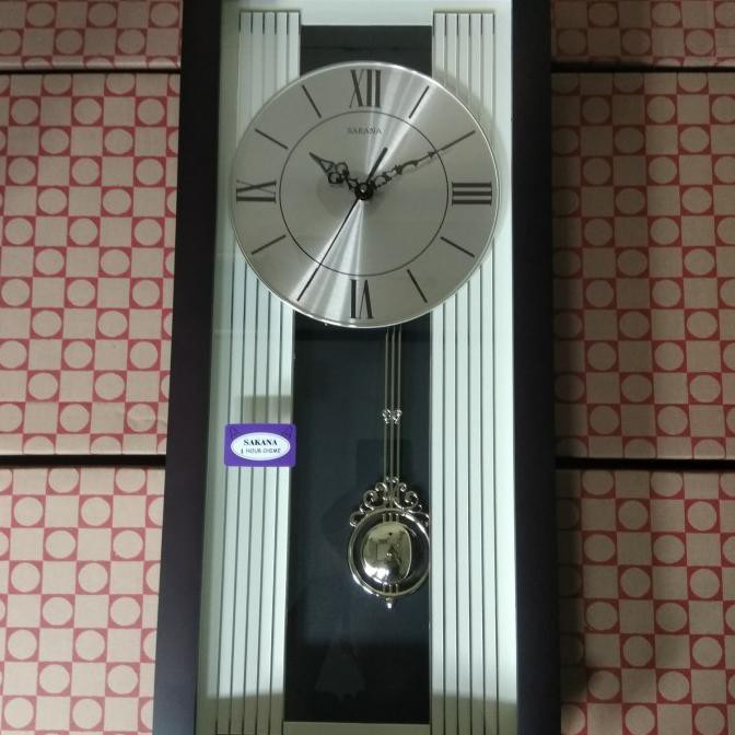 Cantik Jam Dinding Bandul Besar 70X27Cm Sakana 387 Romawi Bergaransi Mesin - Coklat Muda Bergaransi
