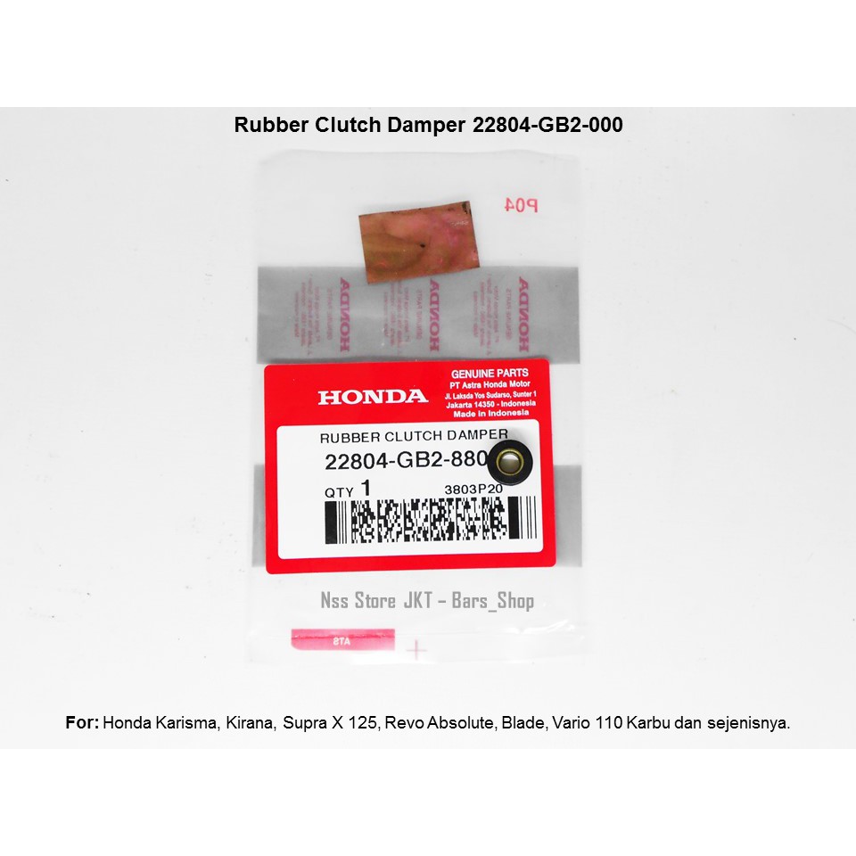 Karet Kopling Ganda Karisma Kirana Supra x 125 Revo Vario Karbu Rubber Clutch Damper 22804-GB2-000