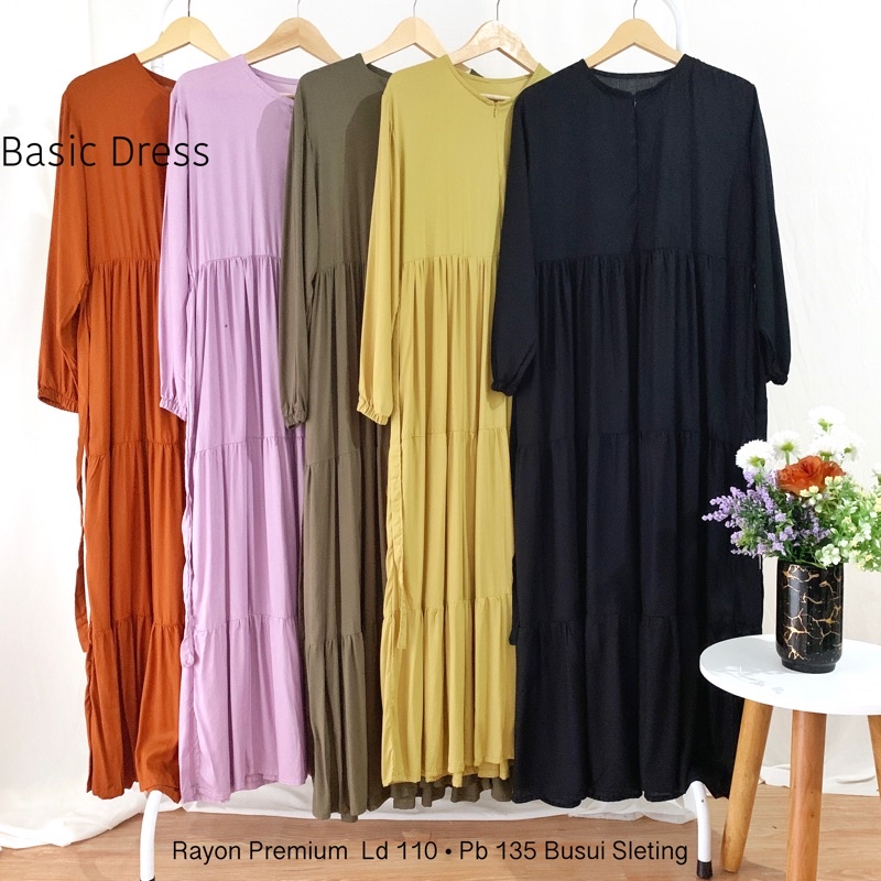 Homey Dress Polos Rayon / Gamis Rayon Polos / Homey Dress