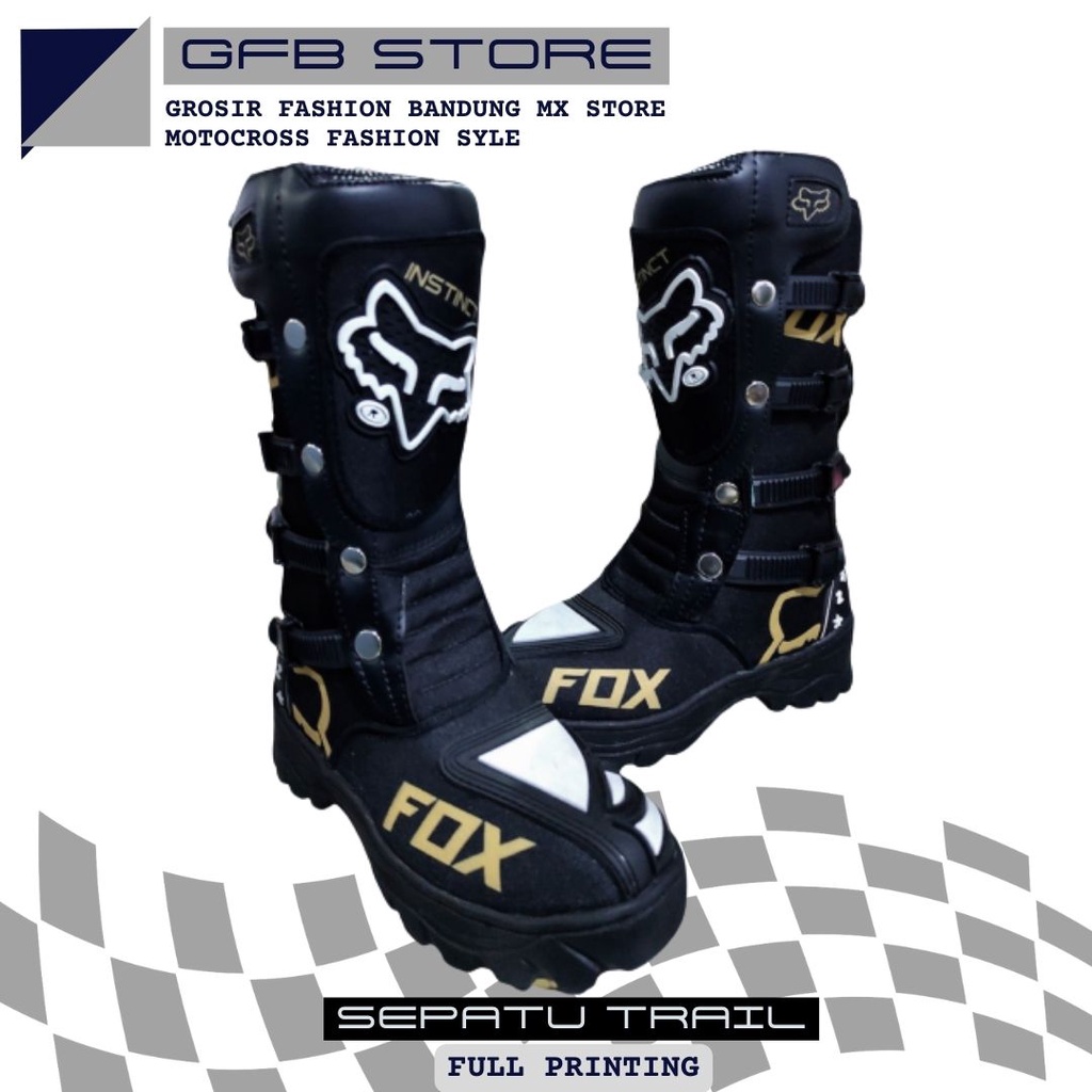 Sepatu boots motocross trail Black