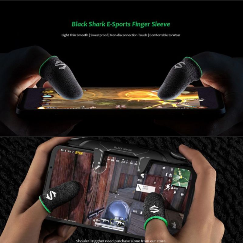 2PCS BLACK SHARK Sarung Jempol Jari Game Anti Licin Keringat Super Sensitif Touch screen Hp Premium