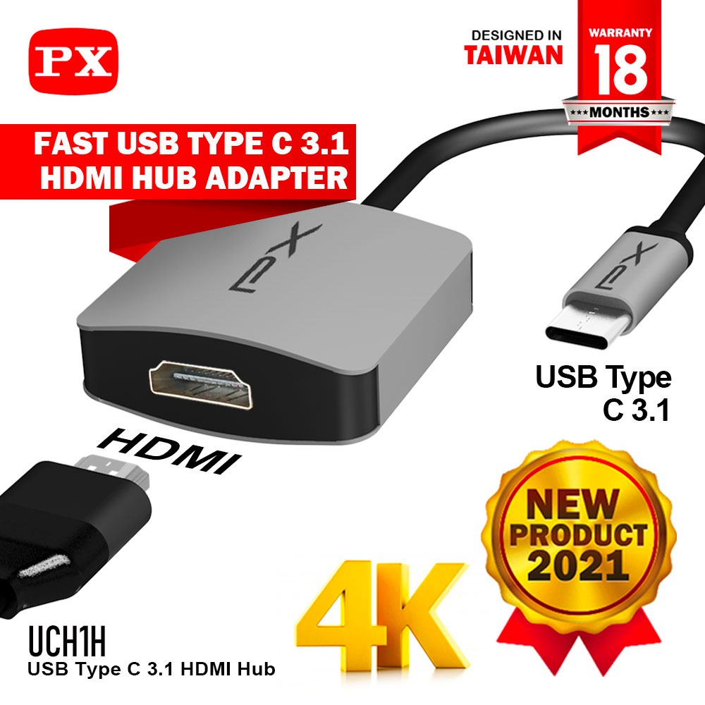 PX UCH-1H Hub Type C 3.1 Macbook Smartphone To HDMI Converter 4K UHD