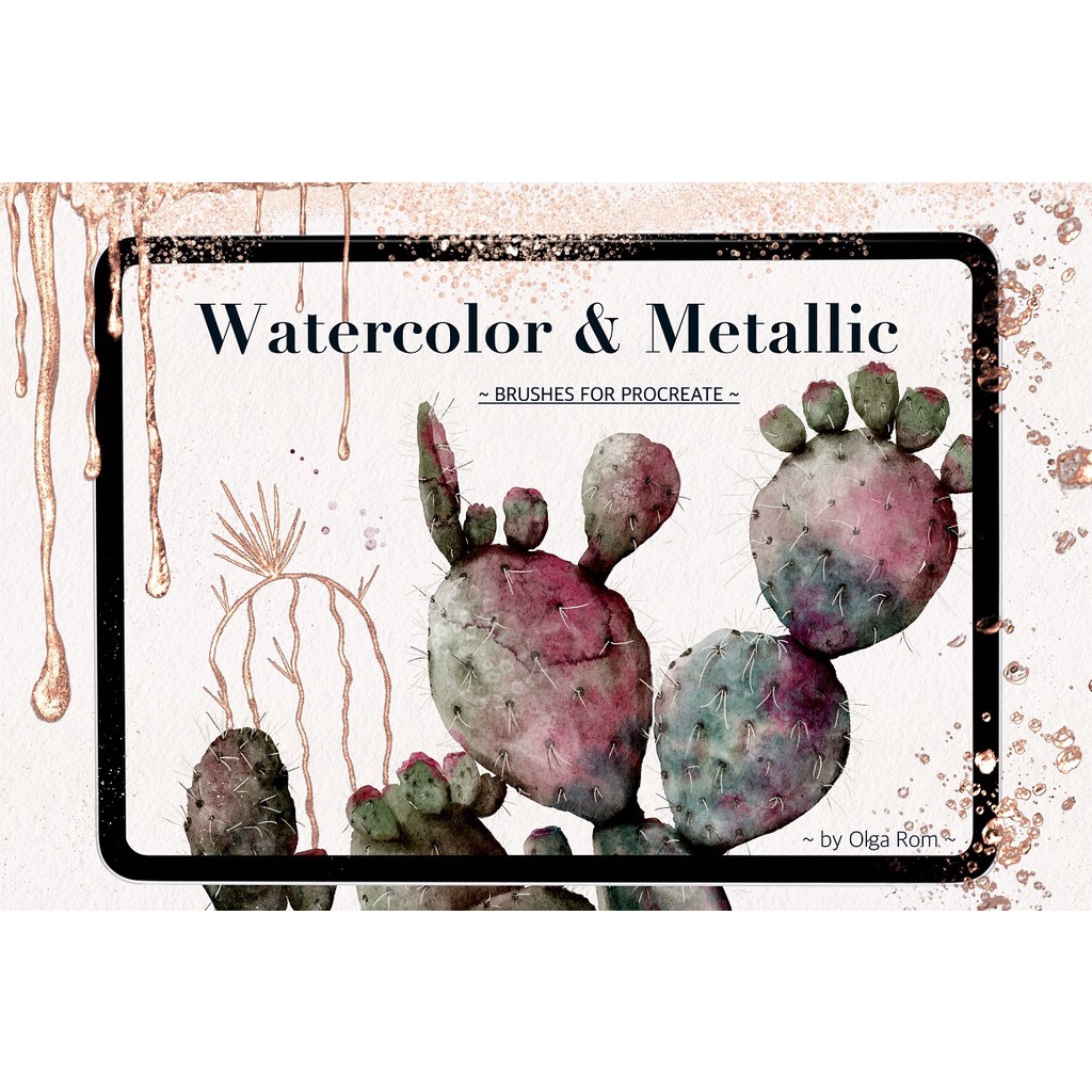 Procreate Brush - Watercolor &amp; Metallic Brushes for Procreate