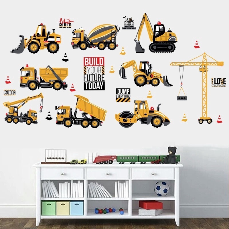 Tractor Engineering Vehicle Wall Sticker for Children's Room and Kindergarten School Dormitory Decor