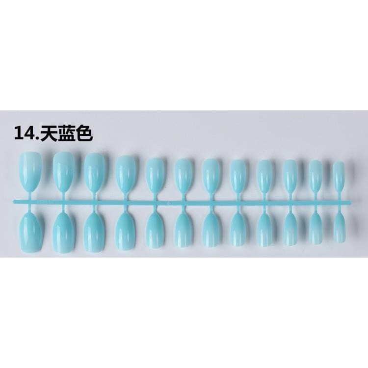 ASK Kuku Palsu False Nail Art Nude Almond Drop Shape Press On Fake Fingernail Stilleto 24pc kUKU-02