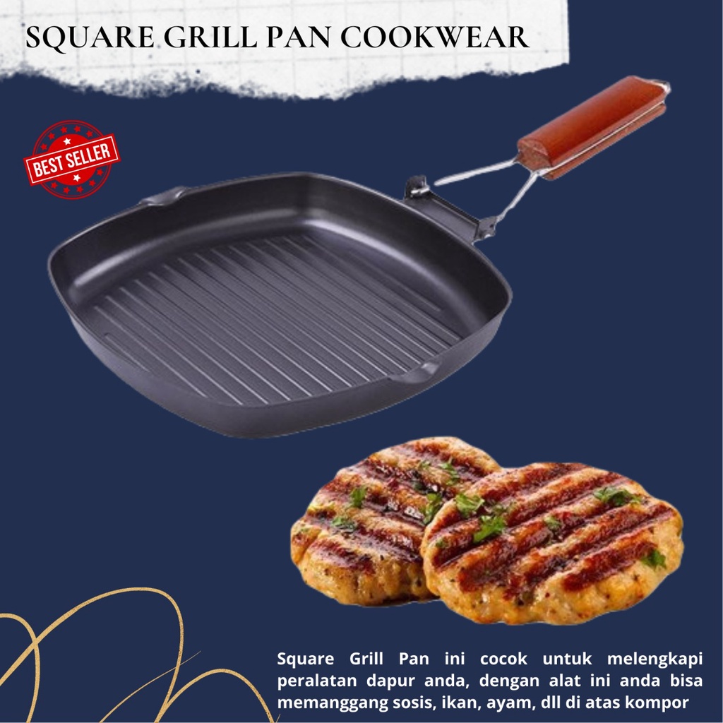 TERLARIS!!! Square Grill Pan 20cm / Teflon Panggang / Panggangan / Bakaran Multifungsi Serbaguna