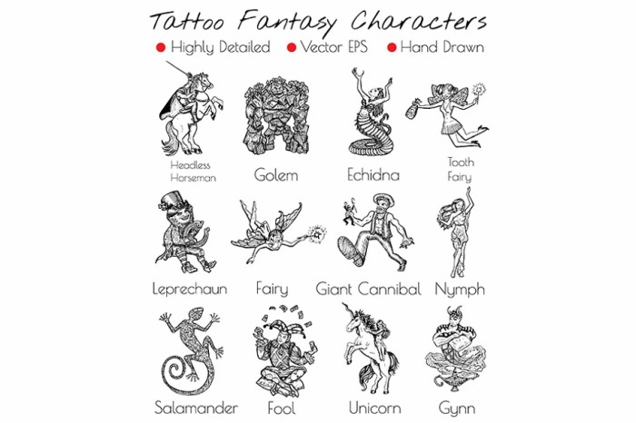 Tattoo Fantasy Characters - Vector Designs