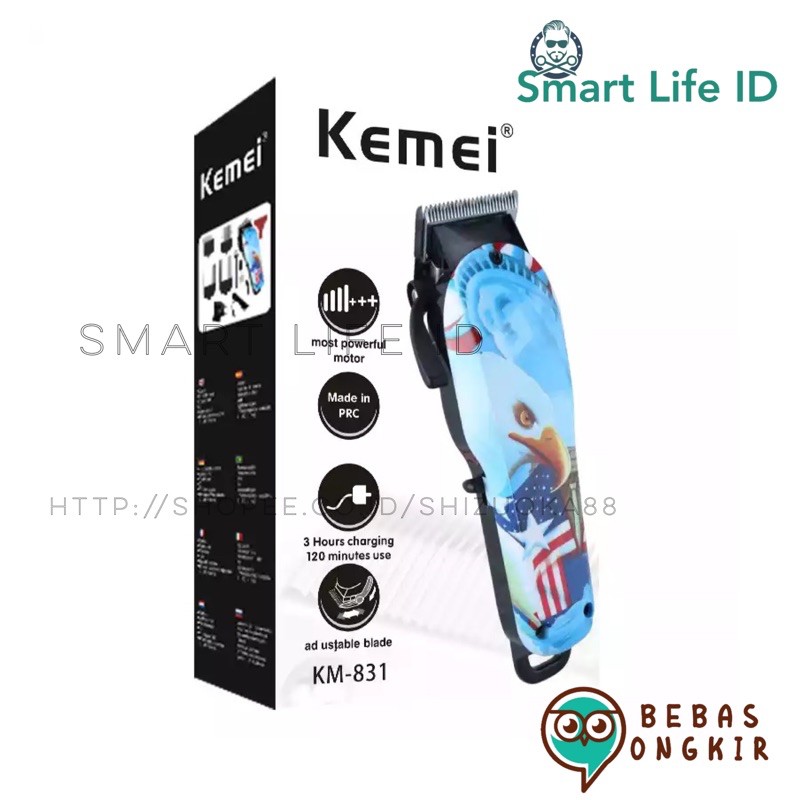 Kemei KM 831 Alat Cukur Rambut Elektrik Hair Clipper Cordless Professional Mesin Cukuran KM-831