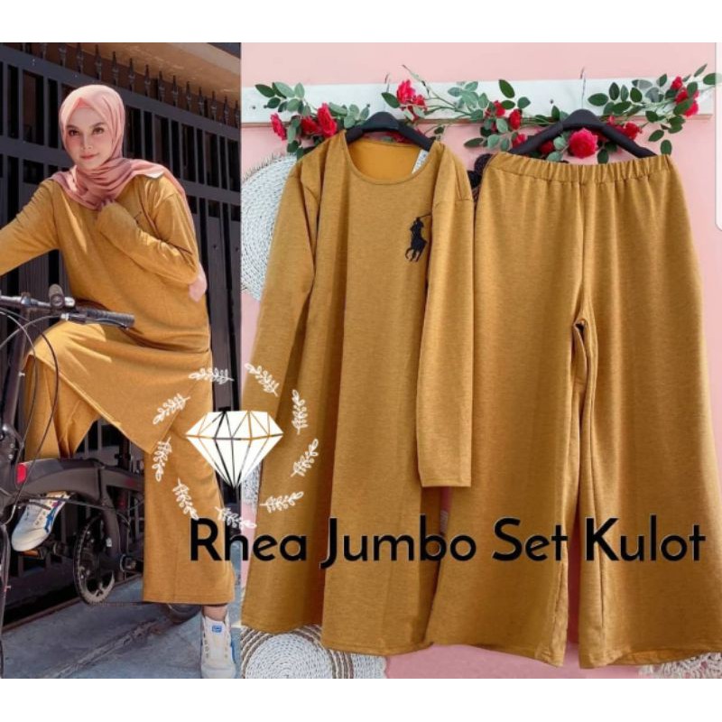 SET KULOT RHEA, BABYTERRY, GAMIS HIJAB MUSLIM, SETELAN OLAHRAGA, 2 UKURAN