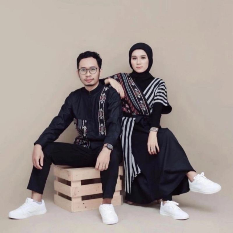 Set Couple Tenun - Set Couple Kondangan - Dress Tenun - Kemeja Tenun - Set Couple Tenun Entik