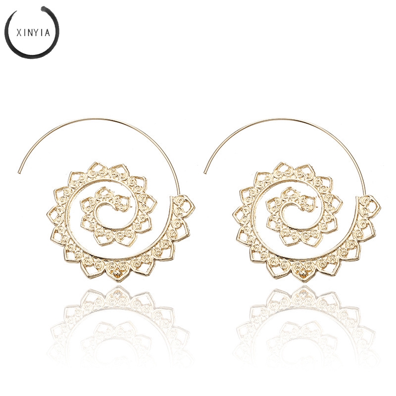 Anting Tusuk Bentuk Spiral Gaya Vintage Unik Untuk Wanita