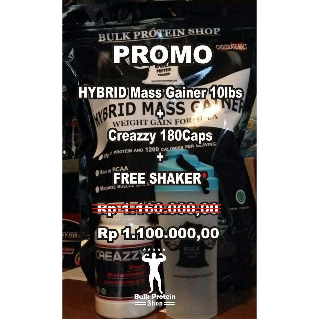 PROMO (HALAL) HYBRID Mass Gainer + Creazzy + FREE SHAKER