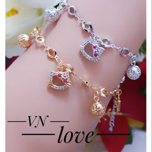 Gelang kity xuping lapis emas 18k