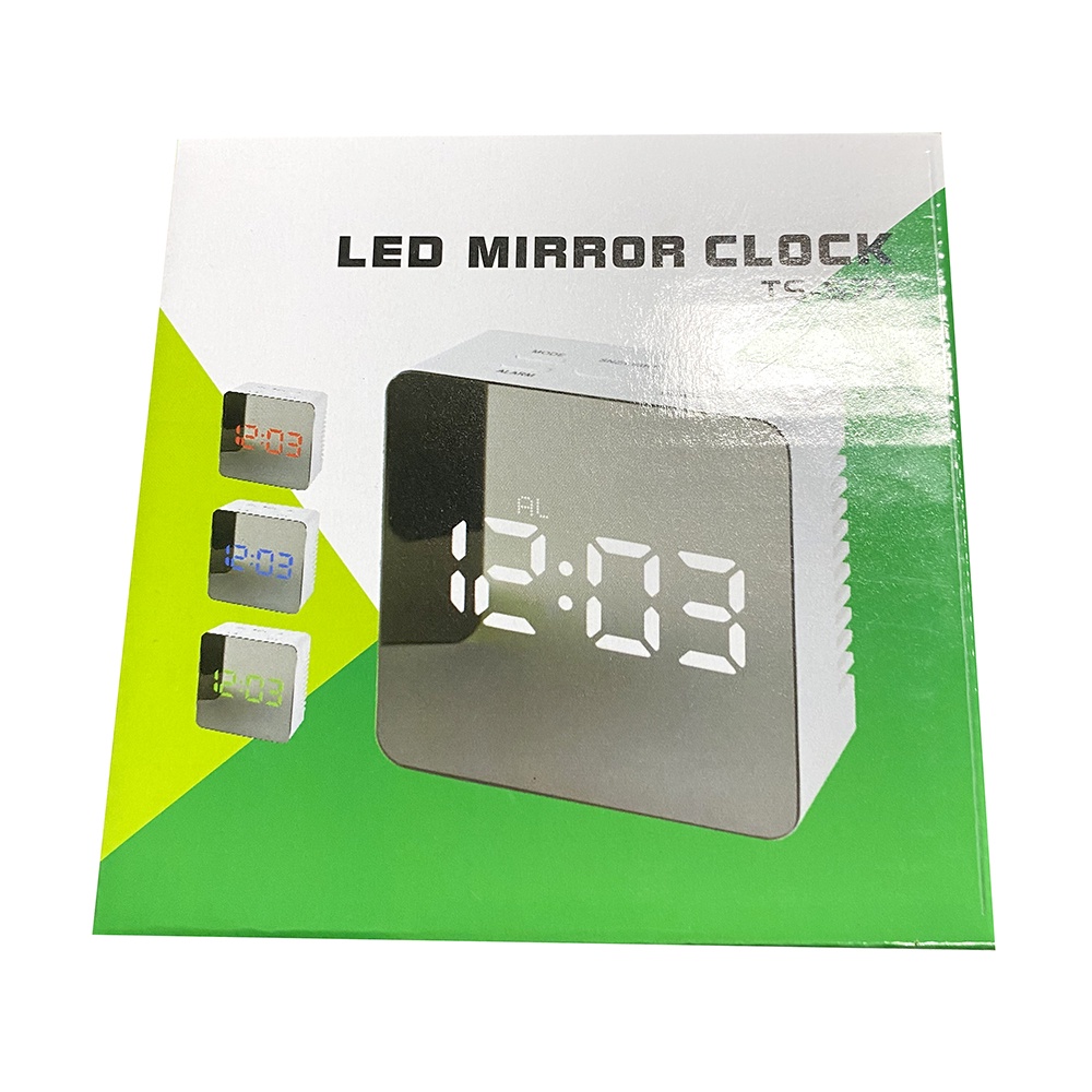 Jam Meja LED Digital Cermin Look Mirror Clock with Temperature Suhu