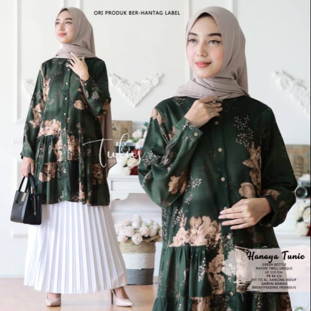 ATASAN TUNIK BAHAN RAYON TWILL UNIQLO BERMOTIF | BUSUI FRIENDLY | LIMITED