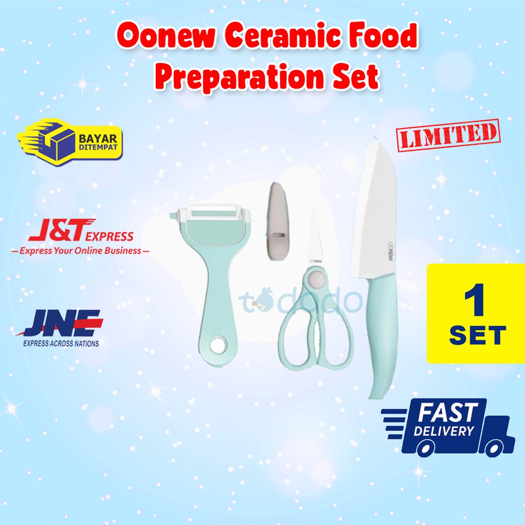 Alat Masak / Perlengkapan Memasak  / Gunting Pisau Peeler Keramik Oonew Ceramic Food Preparation Set