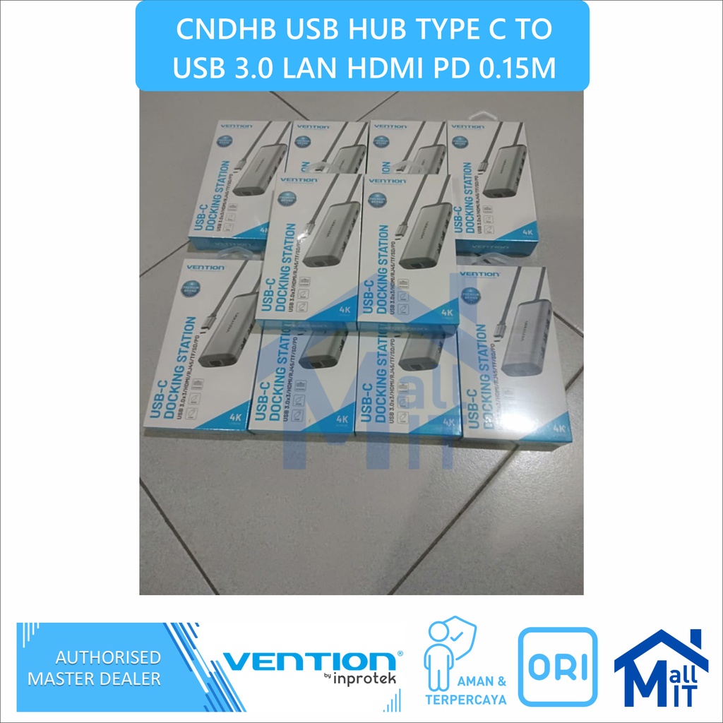 ( Bisa Cod ) Vention Hub USB type C to HDMI Multiport TYPEC USB 3.0 LAN SD CARD CND