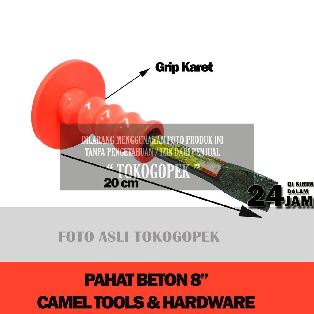 CAMEL PAKET PALU BODEM BOGEM 3LB RUBBER GRIP + PAHAT BETON 8&quot; INCH