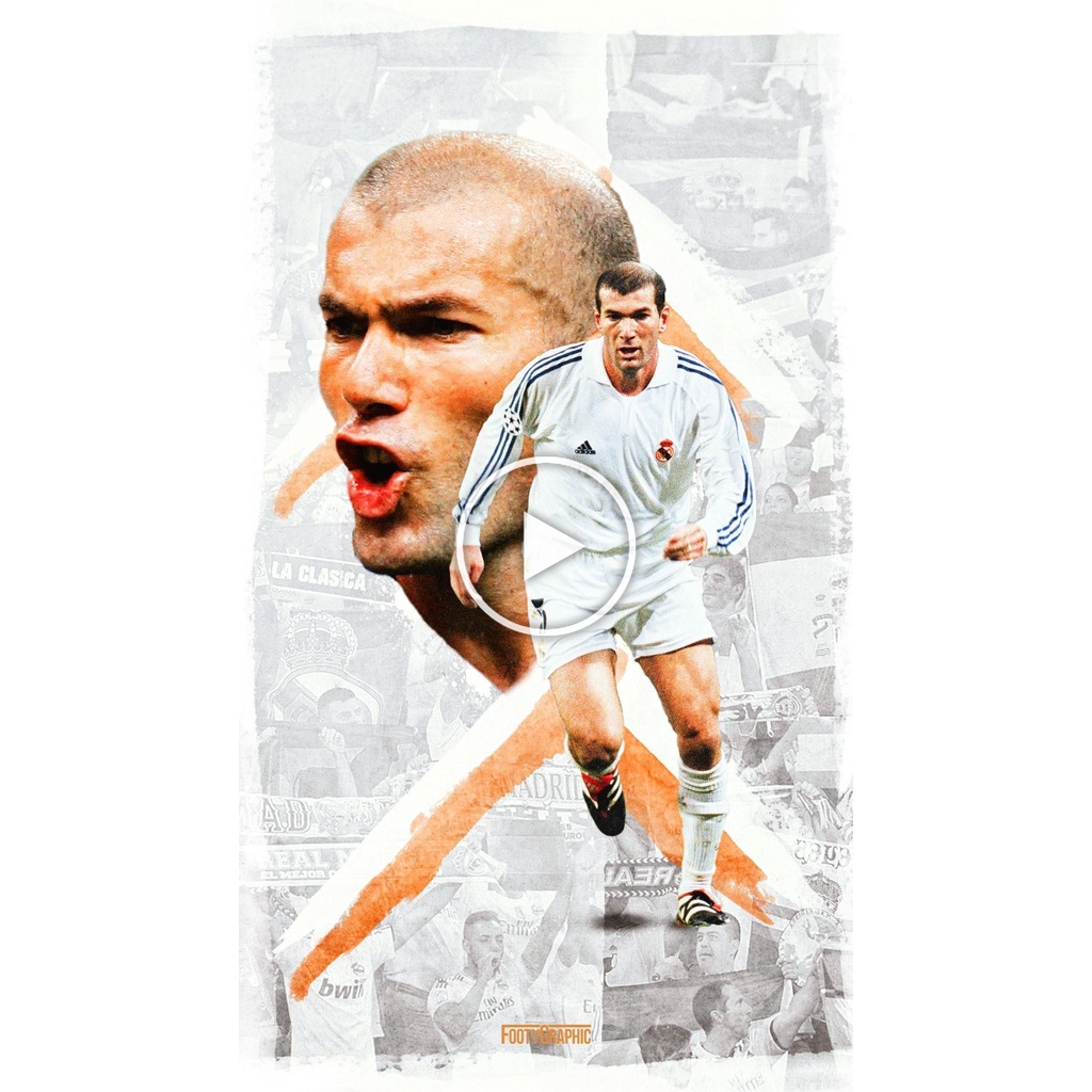 COD POSTER HIASAN DINDING PELATIH SEPAK BOLA REAL MADRID ZINEDINE ZIDANE