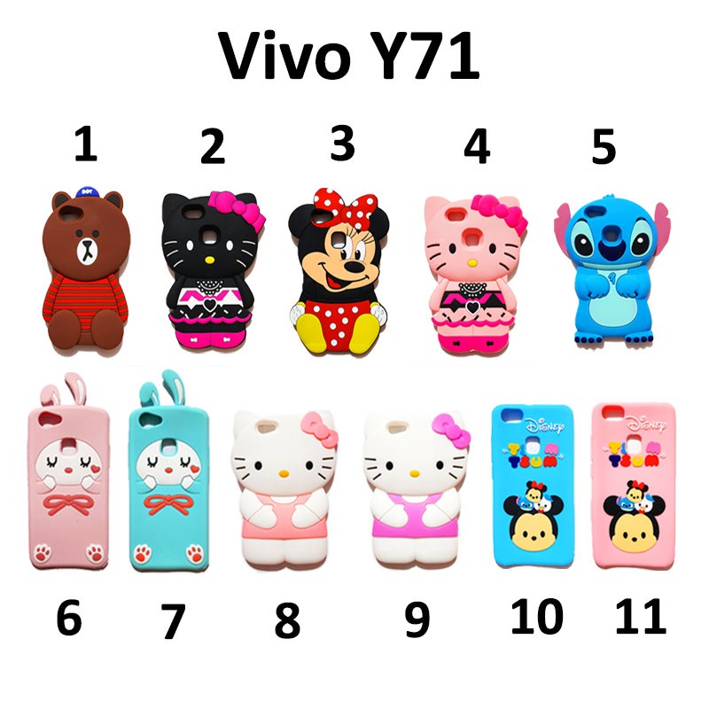 Silikon 3D karakter for VIVO Y71 Silikon boneka lucu pelindung hp case tebal karet softcase lentur