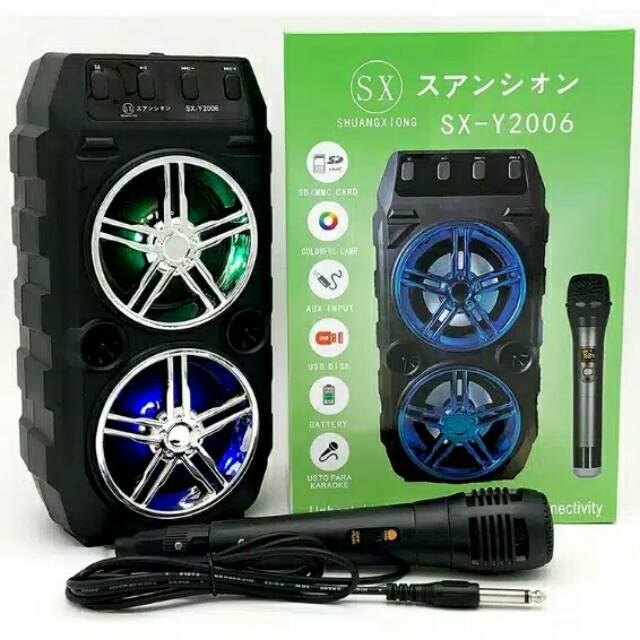 SPEAKER BLUETOOTH SX-Y2006-BK O19 BONUS MIC KARAOKE/SALON AKTIF WIRELESS SUPER BASS USB RADIO FM