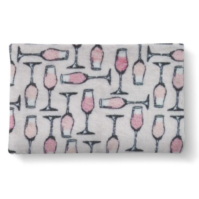 King Rabbit Thermal Blanket Selimut Fleece Motif Wine Glass Pink