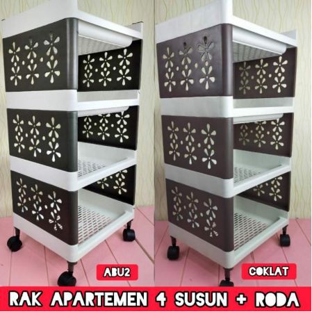 RAK SUSUN 4 RODA  MULTIFUNGSI, RAK MAKEUP APARTEMEN PLASTIK ELCO